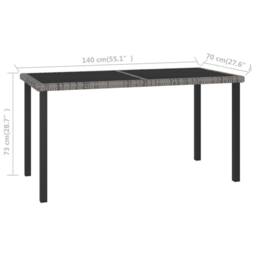 Berkfield Home Durable Garden Dining Table Grey 140x70x73 cm Poly Rattan - Size: 140 x 70 x 73 cm - thumbnail 5