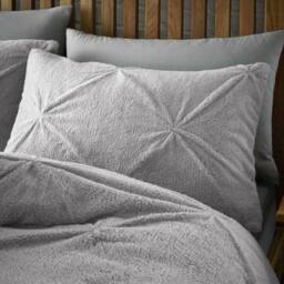 Smart Living Teddy Chiswick Pintuck Duvet Cover & Pillowcase Set in Grey - Size: Single - thumbnail 3