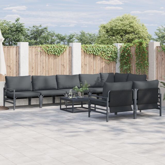 Berkfield Home Garden Sofa Set 8 pcs Anthracite Steel - image 1