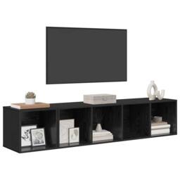 Berkfield Home TV Cabinet Set Wall-mounted with Storage 2 pcs Black oak 37 x 37 - thumbnail 3