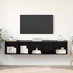 Berkfield Home TV Cabinet Set Wall-mounted with Storage 2 pcs Black oak 37 x 37 - thumbnail 4