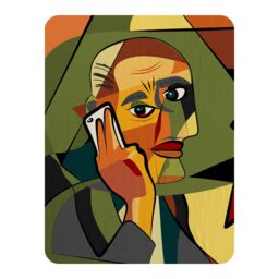 Benjamin Tate Design portrait cubism art style, man calls on a phone Designer Blanket in Natural - Size: 120 cm x 150 cm - thumbnail 1