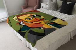 Benjamin Tate Design portrait cubism art style, man calls on a phone Designer Blanket in Natural - Size: 120 cm x 150 cm - thumbnail 4