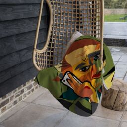 Benjamin Tate Design portrait cubism art style, man calls on a phone Designer Blanket in Natural - Size: 120 cm x 150 cm - thumbnail 3