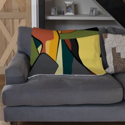 Benjamin Tate Design portrait cubism art style, man calls on a phone Designer Blanket in Natural - Size: 120 cm x 150 cm - thumbnail 2
