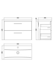 Balterley Contemporary Bathroom Wall Hung 2 Soft-Close Drawer Vanity Unit & Mid-Edge Ceramic Basin, Midnight Blue, 800 mm in Blue - thumbnail 5
