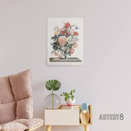 "Artery8 Flower Bouquet In A Glass Vase Johan Teyler Canvas Wall Art in White - Size: W18"" x H24""" - thumbnail 3