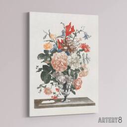 "Artery8 Flower Bouquet In A Glass Vase Johan Teyler Canvas Wall Art in White - Size: W18"" x H24""" - thumbnail 2