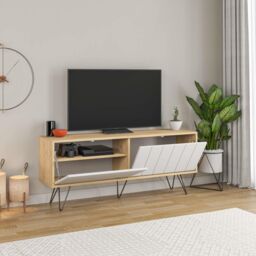 Decortie Picadilly' TV Unit Multimedia Centre with Storage 139cm in Natural - Size: 1 Pack - thumbnail 3