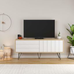 Decortie Picadilly' TV Unit Multimedia Centre with Storage 139cm in Natural - Size: 1 Pack - thumbnail 6
