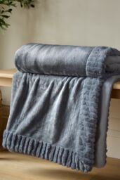 Catherine Lansfield 'Velvet & Faux Fur' Throw in Charcoal - Size: 150 cm x 200 cm