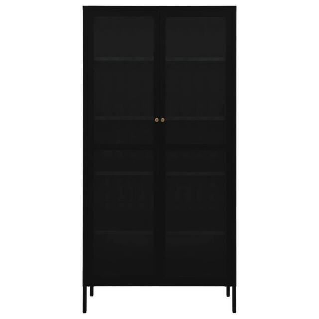 Berkfield Home Durable Display Cabinet Black 90x40x180 cm Steel & Tempered Glass - Size: 90 x 40 x 180 cm - image 1