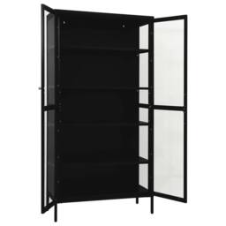Berkfield Home Durable Display Cabinet Black 90x40x180 cm Steel & Tempered Glass - Size: 90 x 40 x 180 cm - thumbnail 6