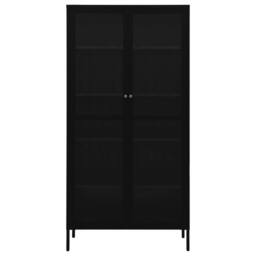 Berkfield Home Durable Display Cabinet Black 90x40x180 cm Steel & Tempered Glass - Size: 90 x 40 x 180 cm - thumbnail 1