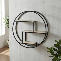 Garden Greatness Brixton 3 Tier Round Wall Shelf in Black - thumbnail 2