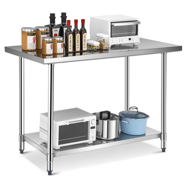 Gymax Stainless Steel Kitchen Work Table 120CM Prep Table With Under Shelf in Metallic Silver - image 1