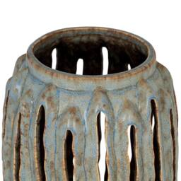Wyld Haus Textured Ceramic Cut Out Candle Lantern in Grey - thumbnail 3