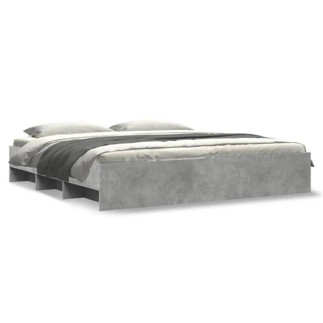 Berkfield Home Bed Frame without Mattress Concrete Grey 180x200cm Engineered Wood - Size: Super King - image 1