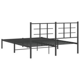 Berkfield Home Metal Bed Frame without Mattress with Headboard Black 150x200cm - Size: 150x200 cm - thumbnail 7