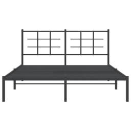 Berkfield Home Metal Bed Frame without Mattress with Headboard Black 150x200cm - Size: 150x200 cm - thumbnail 5
