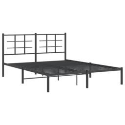 Berkfield Home Metal Bed Frame without Mattress with Headboard Black 150x200cm - Size: 150x200 cm - thumbnail 1