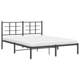 Berkfield Home Metal Bed Frame without Mattress with Headboard Black 150x200cm - Size: 150x200 cm - thumbnail 4