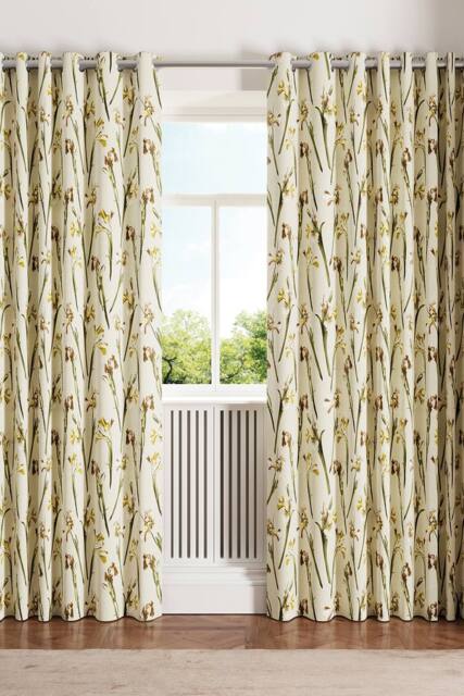 Ted Baker 'Wild Iris' Cotton Lined Curtains in Cream - Size: 168 cm width x 183 cm drop - image 1