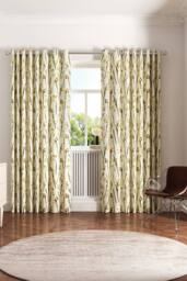 Ted Baker 'Wild Iris' Cotton Lined Curtains in Cream - Size: 168 cm width x 183 cm drop - thumbnail 4