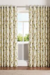 Ted Baker 'Wild Iris' Cotton Lined Curtains in Cream - Size: 168 cm width x 183 cm drop - thumbnail 1
