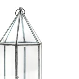 Ivyline Glasshouse Terrarium Galvanised, H36cm x W18cm- Perfect for gifting in Silver - thumbnail 3