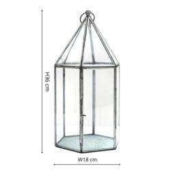 Ivyline Glasshouse Terrarium Galvanised, H36cm x W18cm- Perfect for gifting in Silver - thumbnail 2
