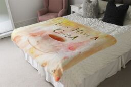 Benjamin Tate Design Lets Have A Cuppa Blanket in Natural - Size: 120 cm x 150 cm - thumbnail 3