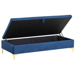 Wyld and Coco Navy Velvet Tufted Storage Ottoman Gold Legs in Blue - thumbnail 5