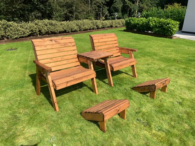 Charles Taylor Trading Grand Twin Set Straight With Footstools in Brown