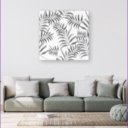 Warren Reed - Designer Hawaiian Style Palm Leaves Canvas in Grey - Size: w10 inch x h10 inch - thumbnail 4