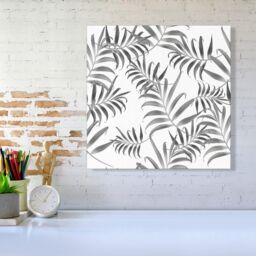 Warren Reed - Designer Hawaiian Style Palm Leaves Canvas in Grey - Size: w10 inch x h10 inch - thumbnail 2