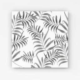 Warren Reed - Designer Hawaiian Style Palm Leaves Canvas in Grey - Size: w10 inch x h10 inch - thumbnail 1