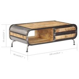 Berkfield Home Dense Coffee Table 100x50x35 cm Solid Mango Wood in Brown - Size: 100 x 50 x 35 cm - thumbnail 9