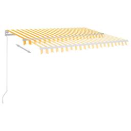 Berkfield Home Manual Retractable Awning with LED 300x250 cm Yellow & White - thumbnail 3