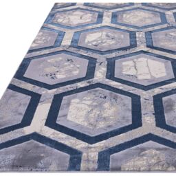 The Rug Shop UK Modern Abstract Area Polyester Polypropylene Easy to clean Rug in Dark Blue - Size: 200 cm x 290 cm - thumbnail 3