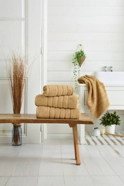 The Lyndon Company Rainham Supersoft Cotton Towel In Soft Absorbent Everyday Design in Mustard - Size: Bath Sheet - image 1