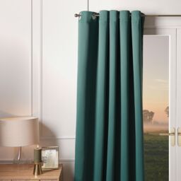 OHS Pair of Thermal Ready Made Eyelet Blackout Curtains in Dark Green - Size: 167 cm width x 228 cm drop - thumbnail 3