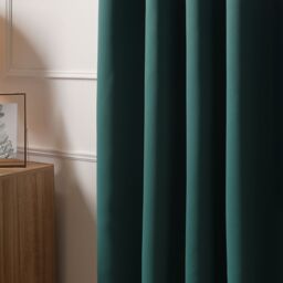 OHS Pair of Thermal Ready Made Eyelet Blackout Curtains in Dark Green - Size: 167 cm width x 228 cm drop - thumbnail 5