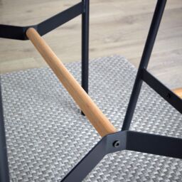 Home Source Bar Table Stool Set 120cm Black Metal Frame Solid Oak Crossbar Kitchen - thumbnail 9