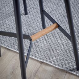 Home Source Bar Table Stool Set 120cm Black Metal Frame Solid Oak Crossbar Kitchen - thumbnail 8