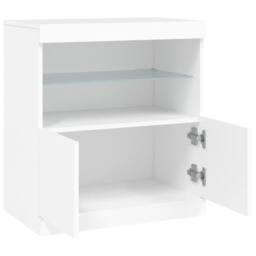Berkfield Home Sideboard with LED Lights White 60x37x67 cm - Size: 60 x 37 x 67 cm - thumbnail 7