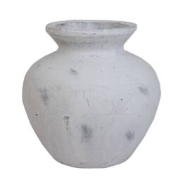 Wyld Haus Terra Large Antique White Textured Ceramic Vase 30cm in Stone - thumbnail 2