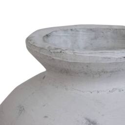 Wyld Haus Terra Large Antique White Textured Ceramic Vase 30cm in Stone - thumbnail 3