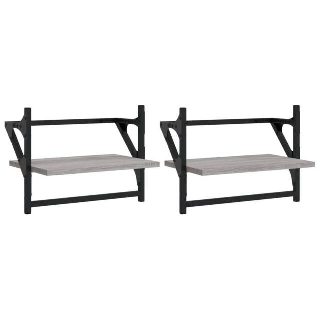 Berkfield Home Wall Shelves with Bars 2 pcs Grey Sonoma 40x25x30 cm - Size: 40 x 25 x 30 cm - image 1