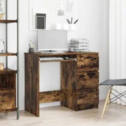 Berkfield Home Elegant Desk Smoked Oak 90x45x76 cm Engineered Wood in Brown - Size: 90 x 45 x 76 cm - thumbnail 2
